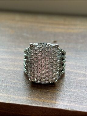 David Yurman Silver Pavé CZ Multi-Row Statement Ring